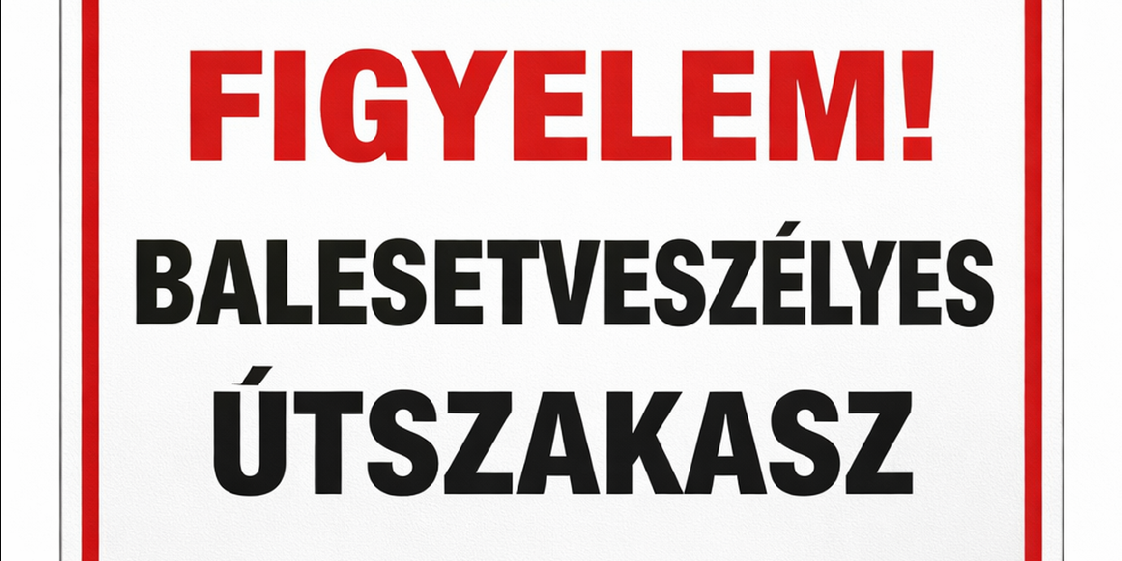 Figyelem! Balesetveszélyes útszakasz a Guriga utcában