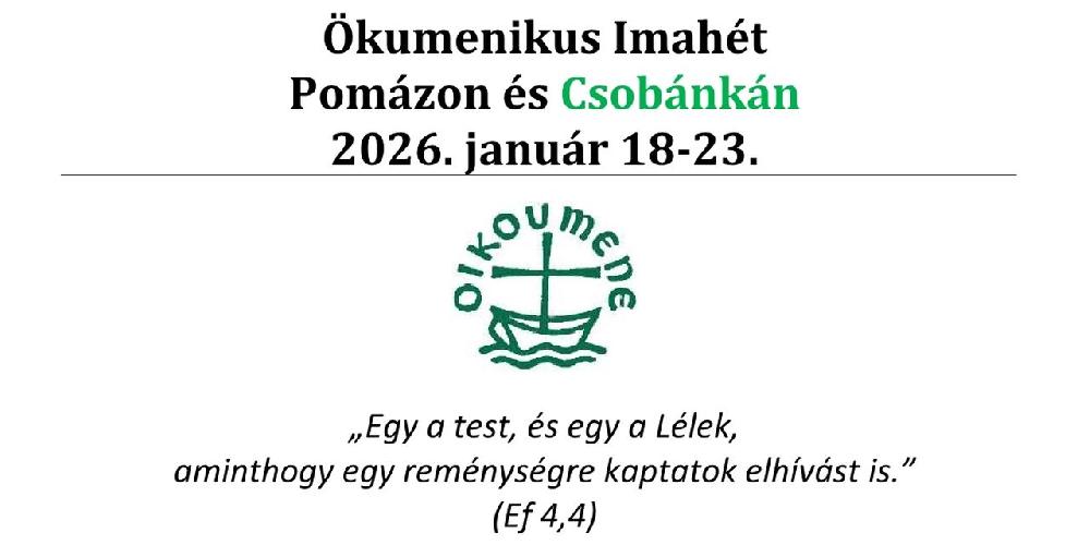 Ökumenikus Imahét 2026. január 18-23.